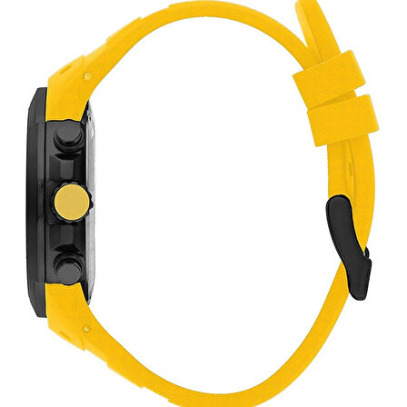 Quantum PWG1004.654 Erkek Kol Saati | Sarı Silikon Kordon, Çift Saat Dilimi, Safir Cam