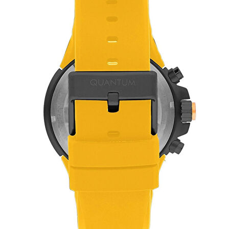 Quantum PWG1004.654 Erkek Kol Saati | Sarı Silikon Kordon, Çift Saat Dilimi, Safir Cam