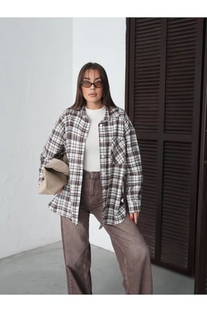 Kadın Christ Oduncu Gömlek, Oversize Geniş Kalıp
