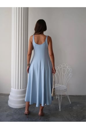 Kadın Serena Pamuklu Modal Kumaş Parçalı Cepli Maxi Yazlık Elbise