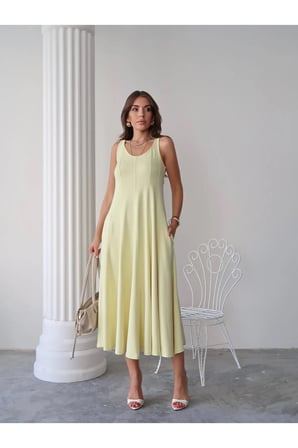 Kadın Serena Pamuklu Modal Kumaş Parçalı Cepli Maxi Yazlık Elbise