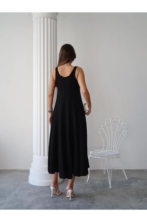 Kadın Serena Pamuklu Modal Kumaş Parçalı Cepli Maxi Yazlık Elbise