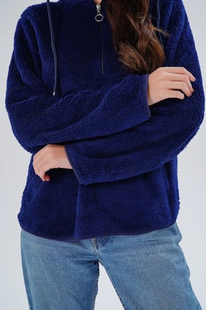 Kadın Büyük Beden Geniş Kalıp Wellsoft Kumaş Kapüşonlu Sweat - İçi Dışı Peluş Tasarım, Sıcak Tutar