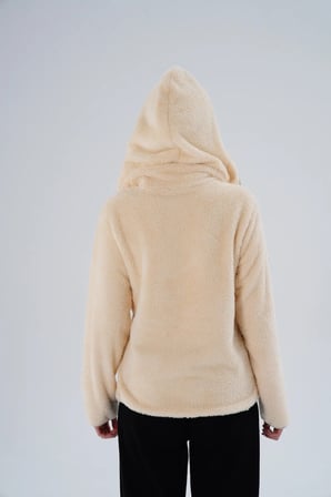Kadın Büyük Beden Geniş Kalıp Wellsoft Kumaş Kapüşonlu Sweat - İçi Dışı Peluş Tasarım, Sıcak Tutar