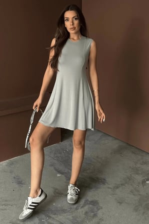 Kadın Stella Buzi Dikiş Detaylı Mini Yazlık Elbise