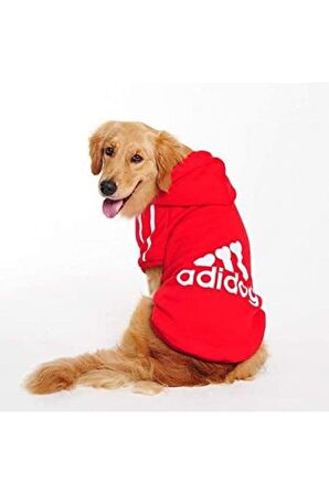 Kırmızı Adidog Gerçek 3 İplik 20-45kg Köpek Sweatshirt, Hoodie, Orta ve Büyük Irklar için