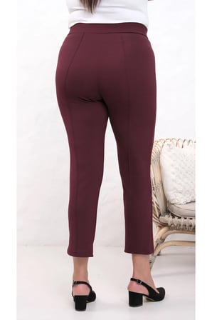 Likralı Bordo Büyük Beden Dar Paça Pantolon, 4 Mevsim, Vücudu Toplayan Pantolon