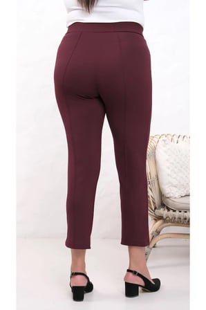 Likralı Bordo Büyük Beden Dar Paça Pantolon, 4 Mevsim, Vücudu Toplayan Pantolon