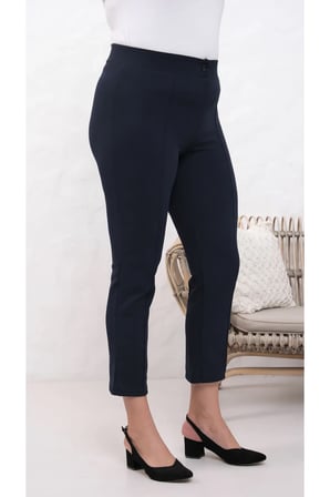 Likralı Lacivert Büyük Beden Dar Paça Pantolon, 4 Mevsim, Vücudu Toplayan Pantolon
