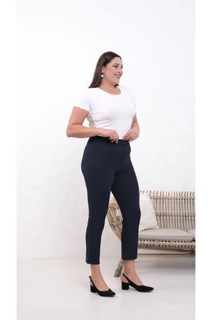 Likralı Lacivert Büyük Beden Dar Paça Pantolon, 4 Mevsim, Vücudu Toplayan Pantolon