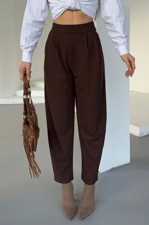 Scuba Harem Pantolon, Krep Kumaş, Rahat Kalıp