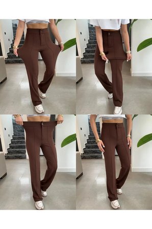 Çimalı Palazzo Pantolon, 4 Mevsim, En Boy Likralı, Favori Pantolon, İş Pantolonu