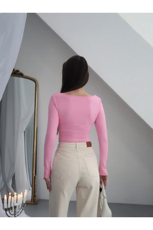 Kadın V Yaka Polyamid Bodysuit