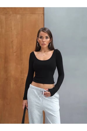 Kadın Else Gloplu (KENDİNDEN SÜTYENLİ) İpek Kaşkorse Esnek Kumaş Uzun Kol Bluz