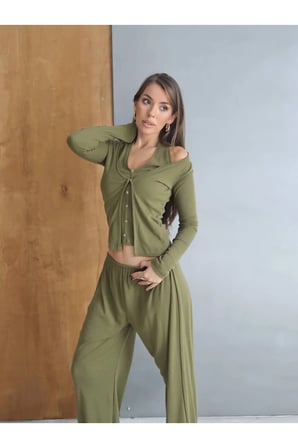 Kadın Zyra Model Hırkalı Alt-Üst Takım - İthal Buzzy Ribana Kumaş