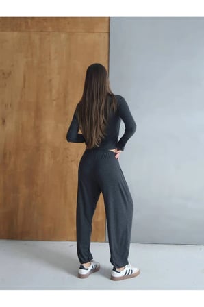 Kadın Zyra Model Hırkalı Alt-Üst Takım - İthal Buzzy Ribana Kumaş