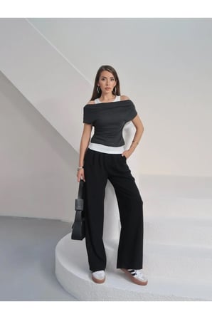 Kadın Aveline Atlet Detaylı Transparan T-Shirt - Buzzy Kumaş