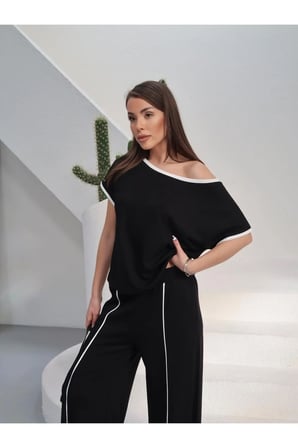 Kadın Alen Modern Şeritli Takım - Yazlık Soft Modal Kumaş