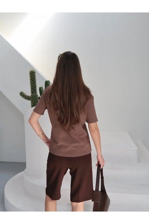 Kadın Massi İnterlok Kumaş V Yaka Oversize T-Shirt
