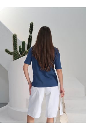 Kadın Massi İnterlok Kumaş V Yaka Oversize T-Shirt