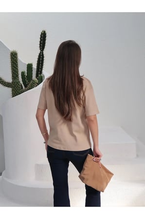 Kadın Massi İnterlok Kumaş V Yaka Oversize T-Shirt