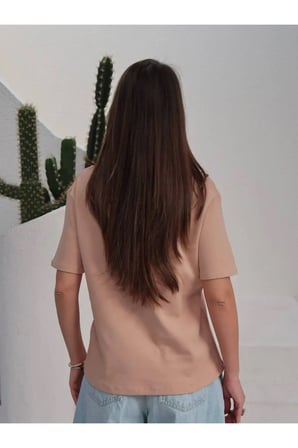 Kadın Massi İnterlok Kumaş V Yaka Oversize T-Shirt