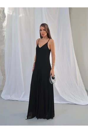 Kadın Nancy Astarlı Ayarlanabilir Askılı Tül Elbise