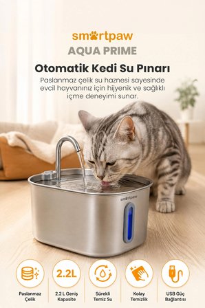Smartpaw Aqua Prime Kedi Su Pınarı (Distribütör Garantili)