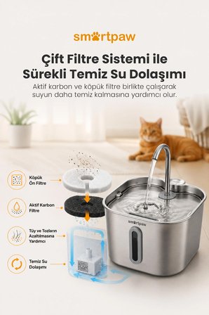Smartpaw Aqua Prime Kedi Su Pınarı (Distribütör Garantili)
