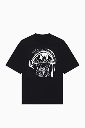 Anxiety Streetwear Gothic Grunge Baskılı Oversize Tee