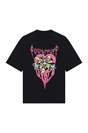 Powerpuff Gothic Grunge Baskılı Oversize Tee