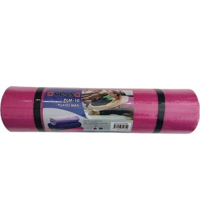Özel Üretim Spor Aksesuarı Egzersiz Altlığı Ev Sporu PLM-10 55X180 cm Pilates Minderi Pembe-Siyah