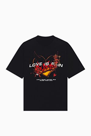 Love is Pain Streetwear Gothic Grunge Baskılı Oversize Tee