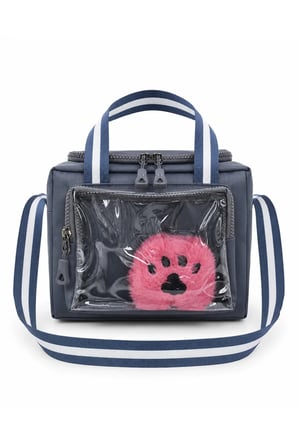 Çocuk Termal Okul Beslenme Çantası | Şeffaf Cepli Peluş Aksesuarlı Omuz Askılı Lunch Bag