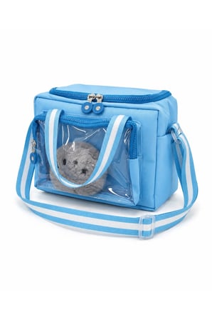 Çocuk Termal Okul Beslenme Çantası | Şeffaf Cepli Peluş Aksesuarlı Omuz Askılı Lunch Bag
