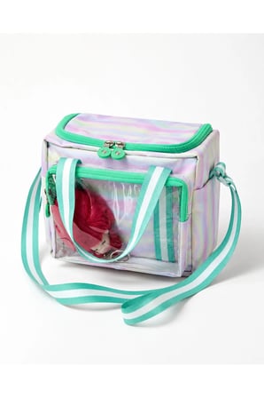 Çocuk Termal Okul Beslenme Çantası | Şeffaf Cepli Peluş Aksesuarlı Omuz Askılı Lunch Bag