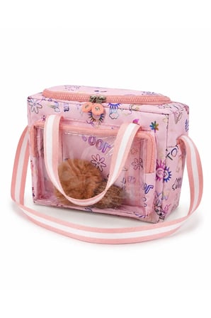 Çocuk Termal Okul Beslenme Çantası | Şeffaf Cepli Peluş Aksesuarlı Omuz Askılı Lunch Bag