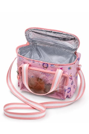 Çocuk Termal Okul Beslenme Çantası | Şeffaf Cepli Peluş Aksesuarlı Omuz Askılı Lunch Bag
