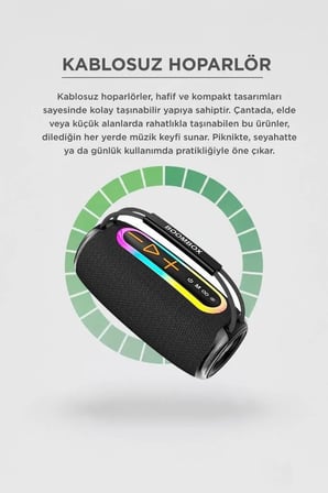 Özel Üretim Seyyar Kolon Kamp Aleti Dis Mekan Bluetooth Hoparlör 30W BOOMBOX680 Siyah IPX6