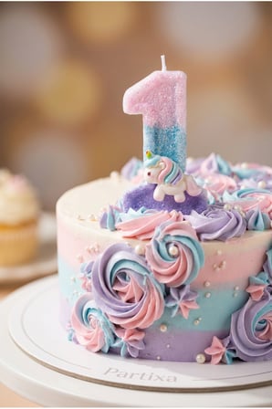 Unicorn Figürlü Pastel Renkli Rakam Mum Doğum Günü Pasta Süsü
