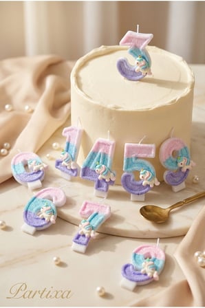 Unicorn Figürlü Pastel Renkli Rakam Mum Doğum Günü Pasta Süsü