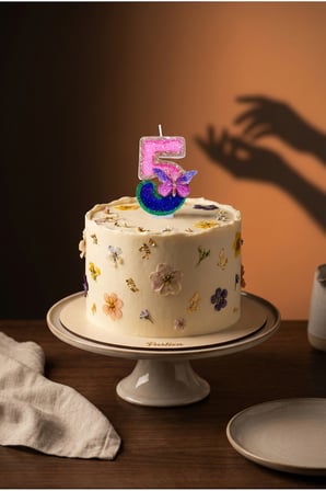 Kelebek Detaylı Pembe-Mor Rakam Mum Doğum Günü Pasta Süsü