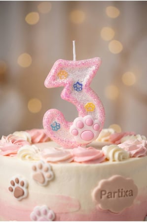 Pati Figürlü Pembe Rakam Mum Doğum Günü Pasta Süsü