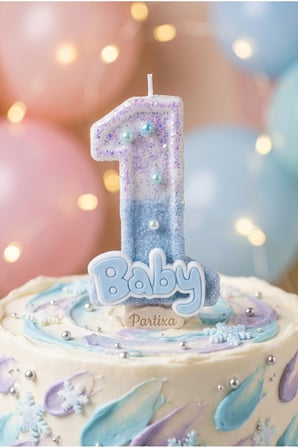 Mavi Baby Rakam Mum Doğum Günü Pasta Süsü