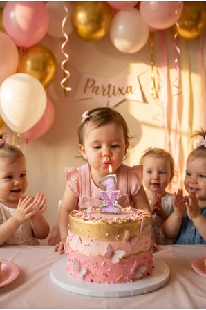 Pembe Taşlı Kelebekli Rakam Mum Doğum Günü Pasta Süsü