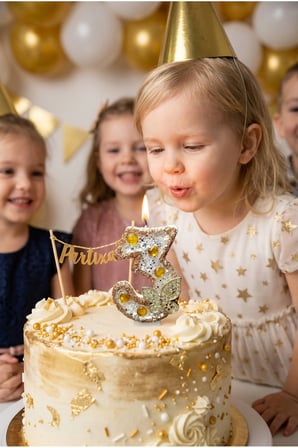 Gold Kelebek Detaylı Taşlı Rakam Mum Doğum Günü Pasta Süsü