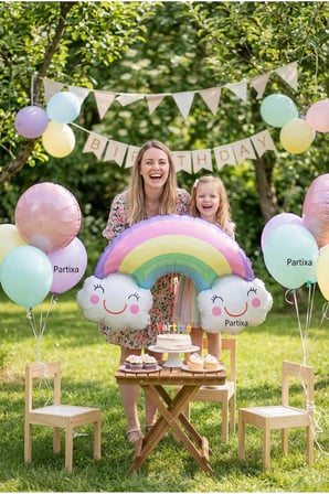 Gülümseyen Bulutlu Gökkuşağı Folyo Balon