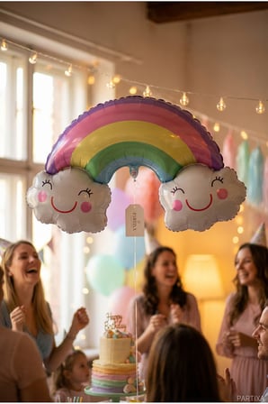 Gülümseyen Bulutlu Gökkuşağı Folyo Balon