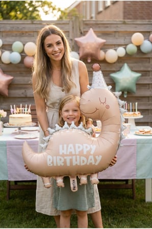 Happy Birthday Retro Açık Kahverengi Dinozor Temalı Folyo Balon Çocuk Doğum Günü Parti Süsü