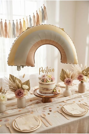 Sarı Gökkuşağı Retro Folyo Balon Doğum Günü Baby Shower Rainbow Temalı Konsept Parti Süsleme Vintage Dekorasyon Balonu